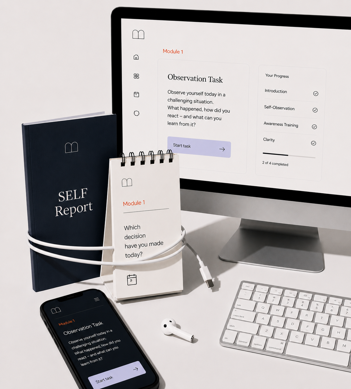 The mondayLAB system: platform, SELF Report, calendar and app.